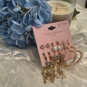 Gold and Silver Heart Earrings Set